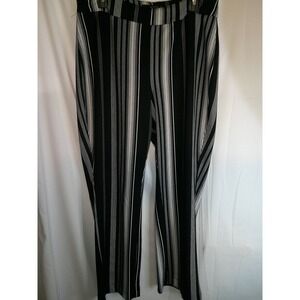 Harve Benard Striped Pants Career Casual Pull‎ On Black White XL